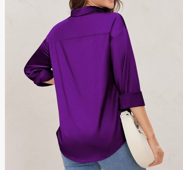 Satin Button Down Long Sleeve - Image 3