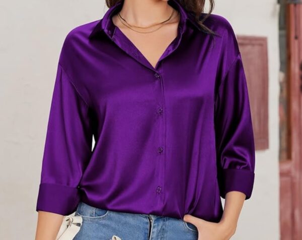 Satin Button Down Long Sleeve